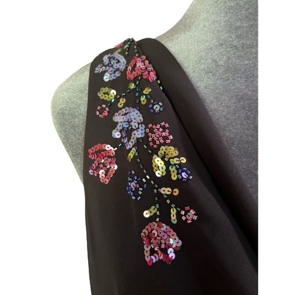 Alex Evenings Gown, Layered, Sleeveless, Open Back, Flowy, Black - Picture 7 of 10